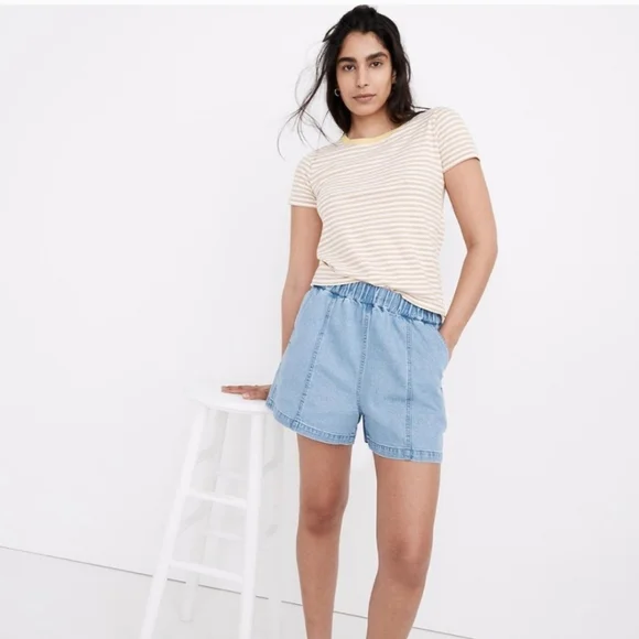 NWT Madewell Denim Easy Pull-On Shorts in Rathmore Wash Size Large - Picture 12 of 12